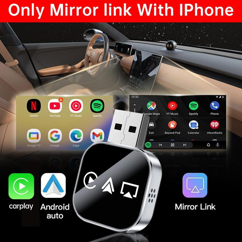【Yurnlv】2026 Upgrade 3 in 1 Wireless Carplay Mirror Link Adapter Instant Wired to Wireless Conversion Plug & Playmini Stable Design for Wired Carplay,Airplay