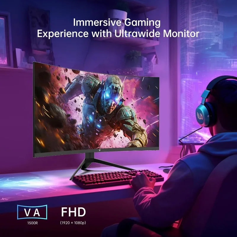32 Inch FHD 1080p Curved Gaming Monitor - VA 1500R Curved Monitor, 165Hz 1ms MPRT, FreeSync & G-Sync, 122% sRGB