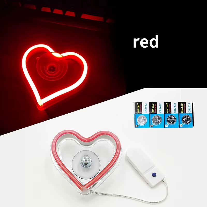 Window Neon Lights, Triangular Windows, Heart-Shaped Lights, Illuminated Heart-Shaped Decorations, Car Interface, Wireless Remot