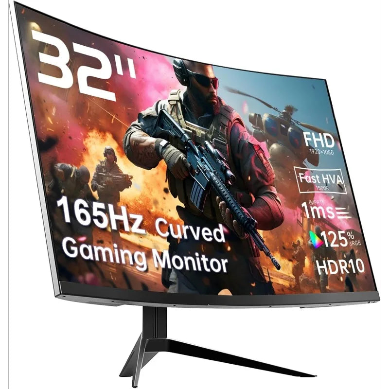 32 Inch FHD 1080p Curved Gaming Monitor - VA 1500R Curved Monitor, 165Hz 1ms MPRT, FreeSync & G-Sync, 122% sRGB