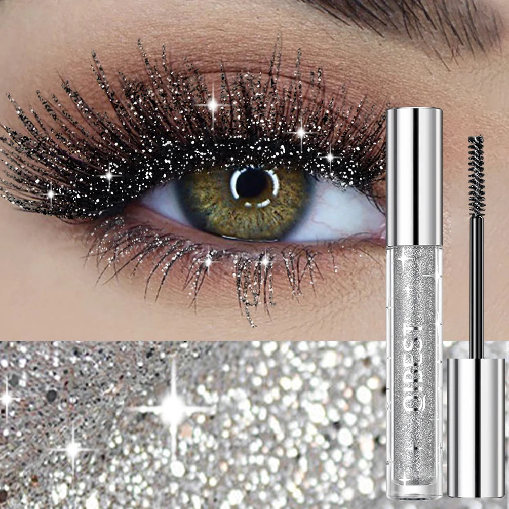 1 PC Diamond Mascara Shining Galaxy Sequins Sweat Proof Glitter Eyelashes Quick Dry Lasting Curling Thick Mascara Shimmer Makeup