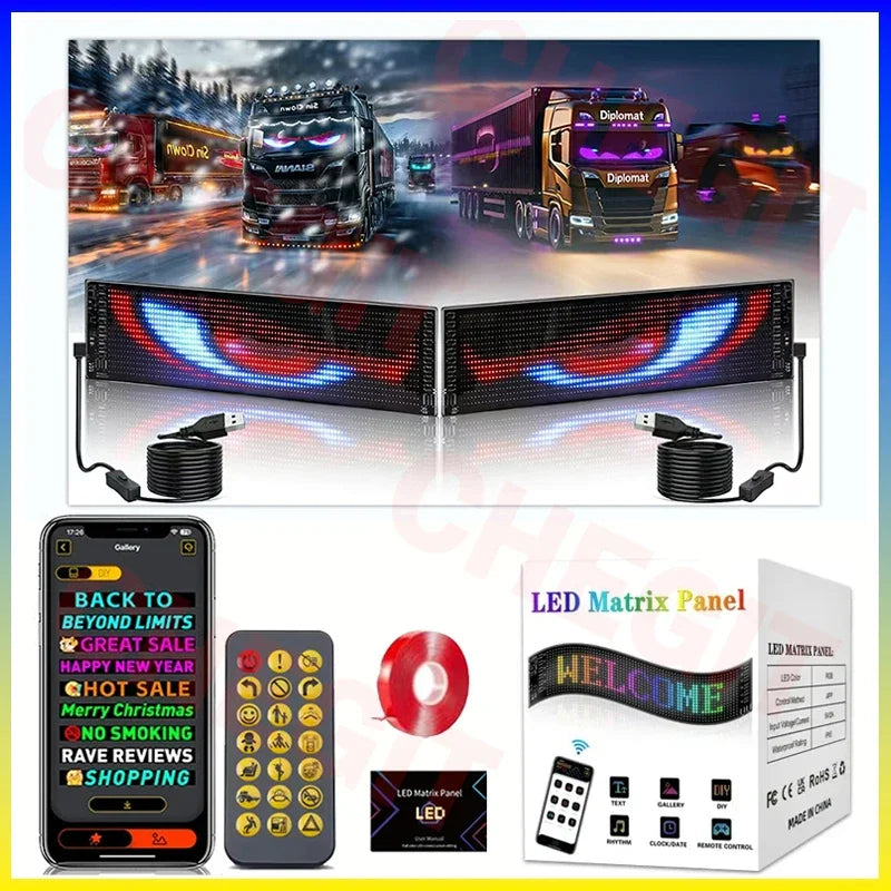 Led Display Truck Eye Car Sign Bluetooth APP Matrix Pixel Panel Night Light DIY Programmable Flexible For Car Store Hotel Bar