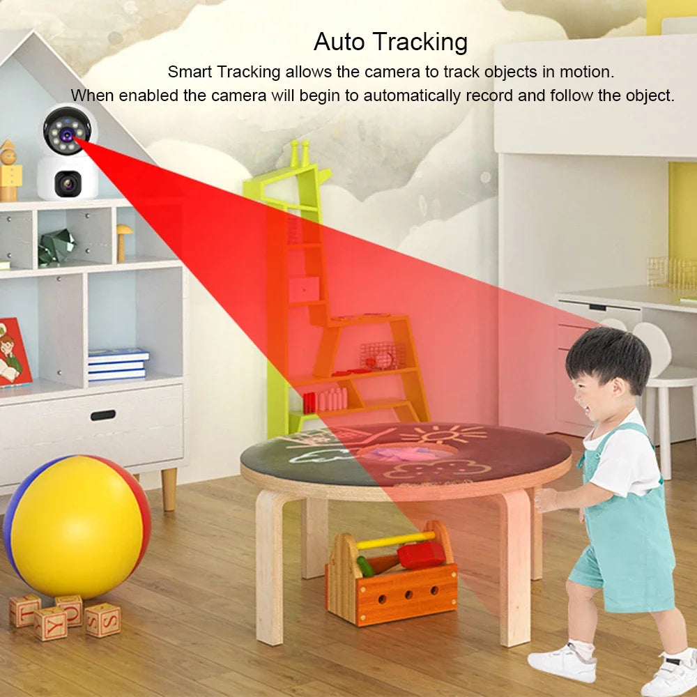 4G SIM IP WIFI Camera 8MP Wireless Dual Lens Night Vision Indoor Baby Monitor Human Detect Video Camara CCTV Security V380 Pro