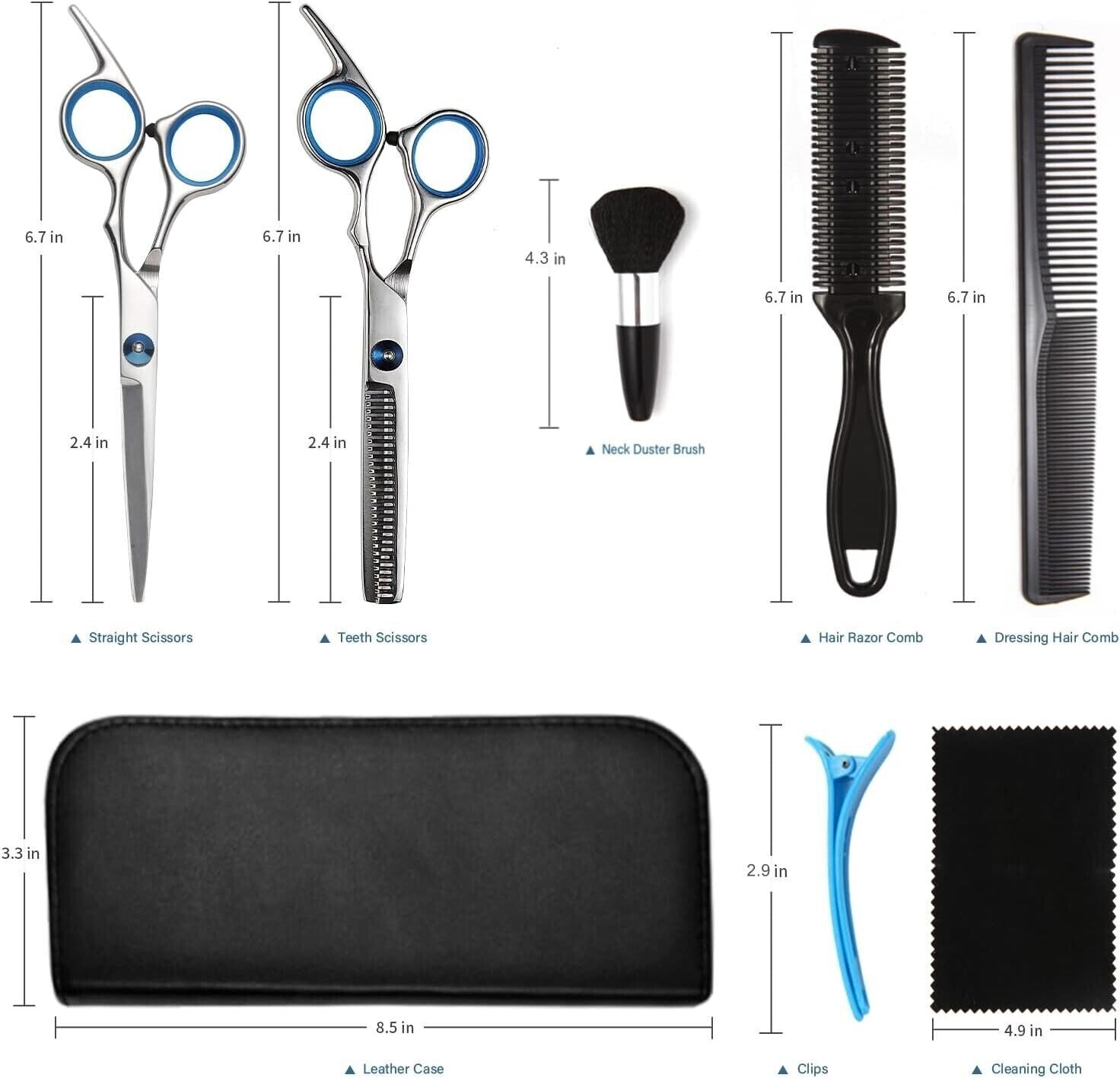 Kit De Barberia Profesional Con Tijeras Y Capa Para El Cabello Pelo Nabajas