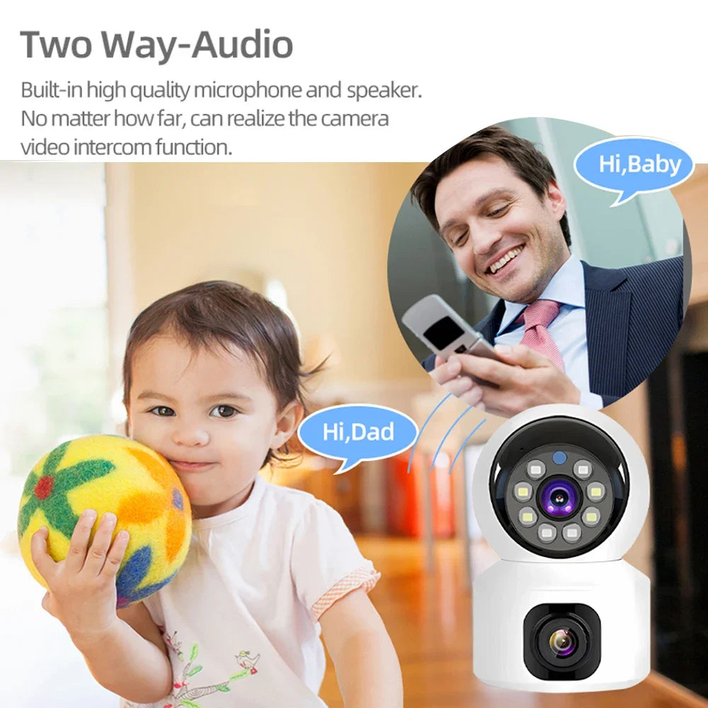 4G SIM IP WIFI Camera 8MP Wireless Dual Lens Night Vision Indoor Baby Monitor Human Detect Video Camara CCTV Security V380 Pro