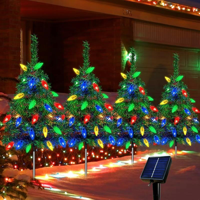 1 Tow 4 Solar Tree Lights. Includes 80 Colorful Strawberry Bulbs, IPX4 , Suitable for Outdoor Patio Garden Decorations for Festivals, Driveways and Parties!