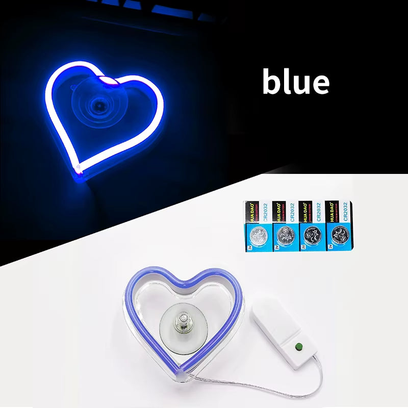 Window Neon Lights, Triangular Windows, Heart-Shaped Lights, Illuminated Heart-Shaped Decorations, Car Interface, Wireless Remot