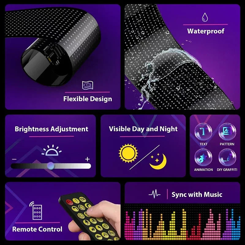 Led Display Truck Eye Car Sign Bluetooth APP Matrix Pixel Panel Night Light DIY Programmable Flexible For Car Store Hotel Bar