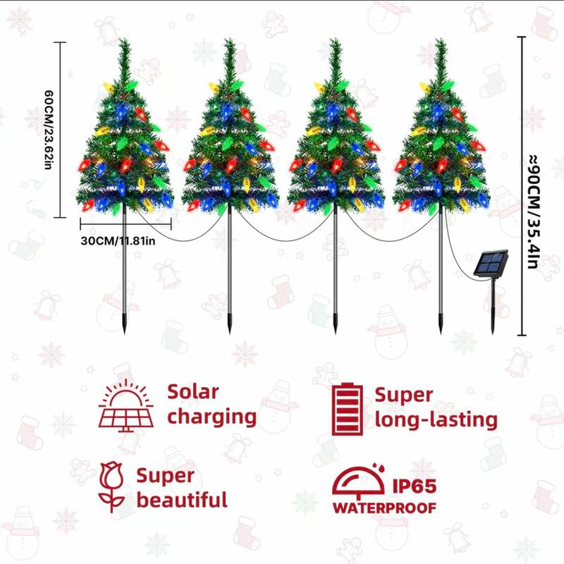 1 Tow 4 Solar Tree Lights. Includes 80 Colorful Strawberry Bulbs, IPX4 , Suitable for Outdoor Patio Garden Decorations for Festivals, Driveways and Parties!