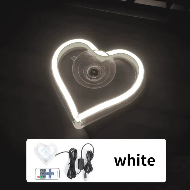Window Neon Lights, Triangular Windows, Heart-Shaped Lights, Illuminated Heart-Shaped Decorations, Car Interface, Wireless Remot